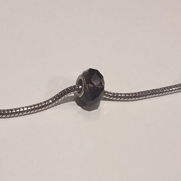 Silver Dark Purple Faceted Charm for‎ Pandora Style Bracelet - Picture 4 of 5